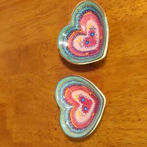 Heart trinket set of 2 artisan crafted dishes NWT